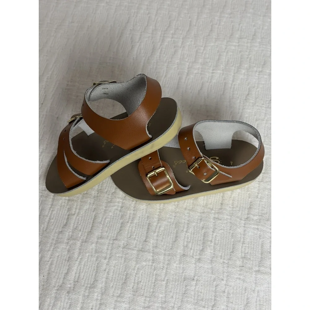 Sun San Sea Wees Redish Brown Leather Sandals Size 4 Baby